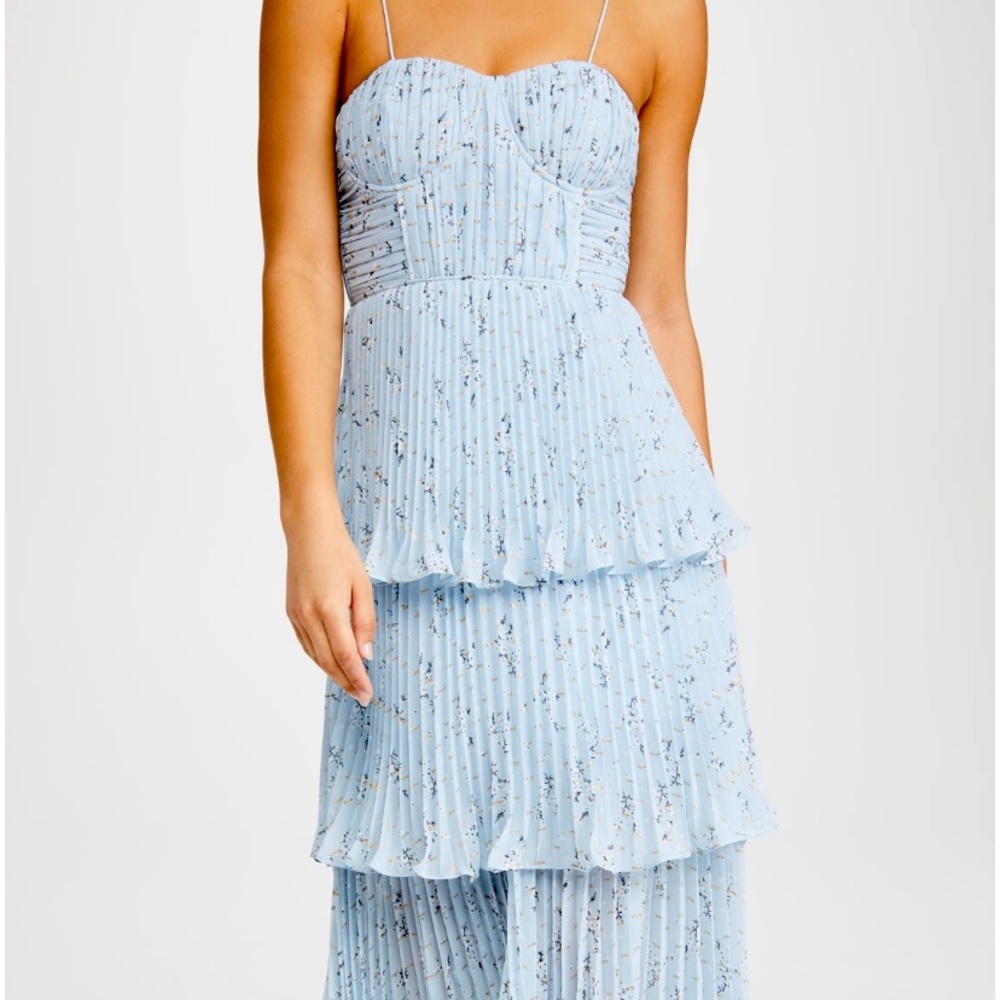 Self Portrait METALLIC FLORAL TIERED MIDI DRESS
